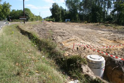 Suppression des fossés, travaux préliminaire au passage de l'A65 au Caloy