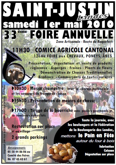 Affiche de la foire du 1er mai à saint-Justin