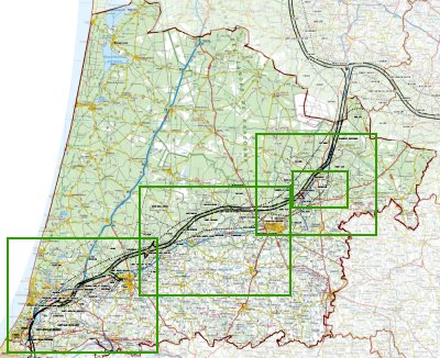 Le tracé dans les landes, voir aussi le détail