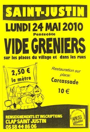 Affiche du vide grenier de Saint-Justin 2010