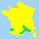 9H du mat, le département des Landes semble être presque seul à être passé dans le vert, porvu que ça dure, votre météo à Saint-Justin ici